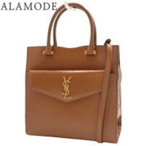 SAINT LAURENT PARIS Uptown Handbag Shoulder Bag Brown Leather